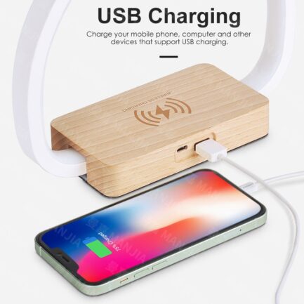 Lâmpada de Mesa LAOPAO 10W com Carregador Wireless para telemovel - Controle de Toque: Iluminação Noturna Suave e Amiga dos Olhos para Leitura - Image 4