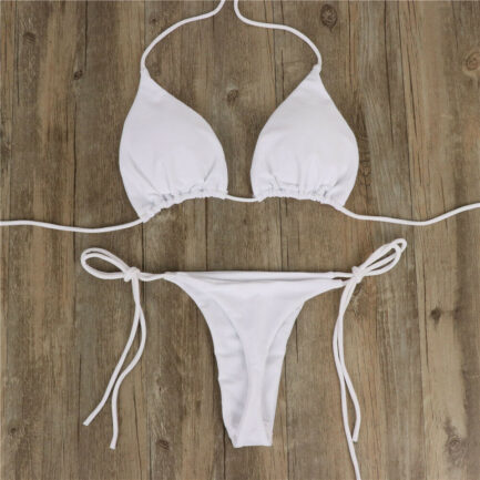 Conjunto de Biquíni Brasileiro Sexy 2024: Sutiã com Enchimento Push-up e Calcinha Fio Dental