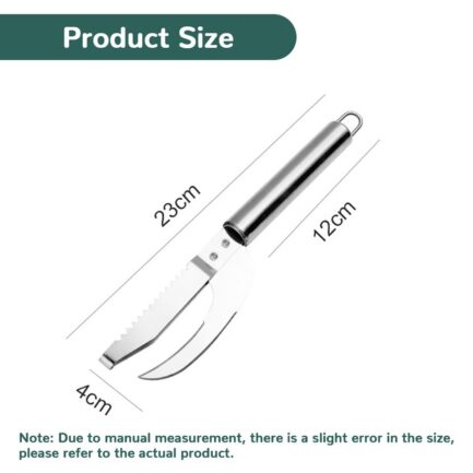 Faca em Aço Inoxidável 3 em 1 para Remover Escamas de Peixe - Cortar/Raspar/Escavar - Image 4