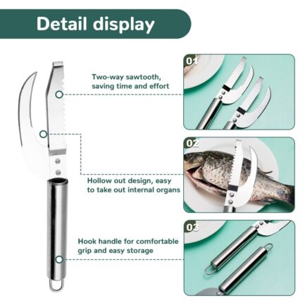Faca em Aço Inoxidável 3 em 1 para Remover Escamas de Peixe - Cortar/Raspar/Escavar - Image 6