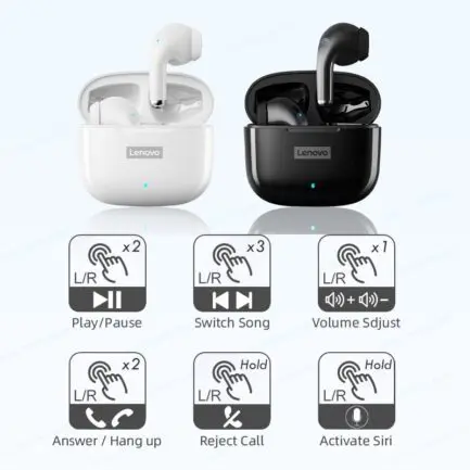 Auscultadores Lenovo LP40 Pro Bluetooth 5.0 sem fio à prova d'água com microfone Controle de toqueTWS - Image 3