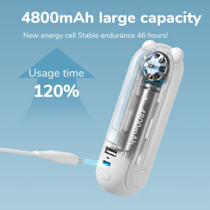 Ventoinha Portátil 3 em 1 USB 4800mAh Recarregável com Funcionalidade de Power Bank e Lanterna - Image 8