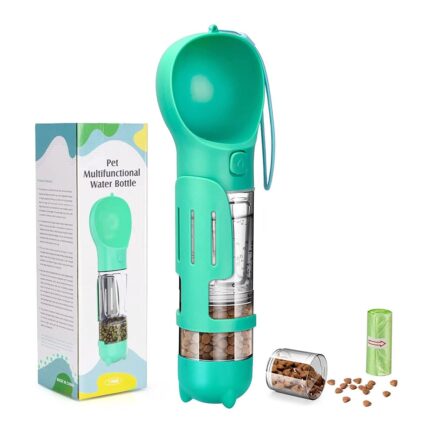 Garrafa 4 em 1 para Água, Comida e Limpeza para Cães e Gatos + Brinde