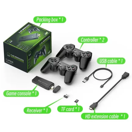 Consola de Jogos Retro sem Fios 4K 10.000 Jogos com 2 Comandos 64GB - Image 6