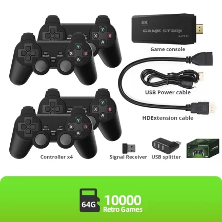 Consola de Jogos Retro sem Fios 4K 10.000 Jogos com 2 Comandos 64GB - Image 7