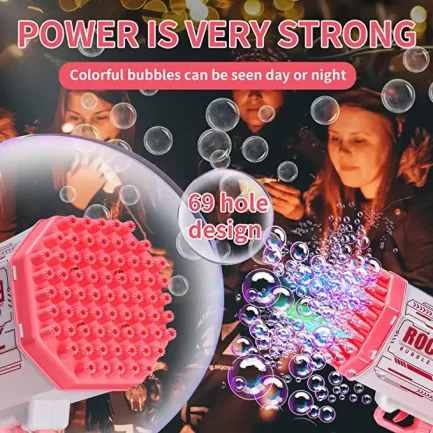 Pistola de Bolhas de Sabão Rocket com 69 Orifícios com Luz LED - Image 6