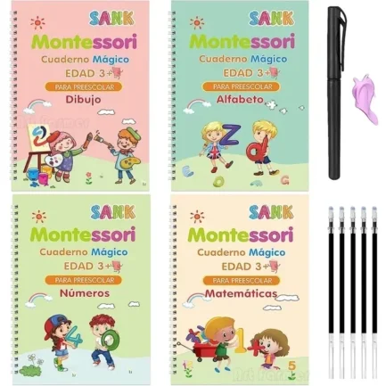 Conjunto de 4 Cadernos Mágicos de Caligrafia Copy Book Notebook Educacional Reutilizável em 5 idiomas - p/ Crianças +3 Anos - Image 11