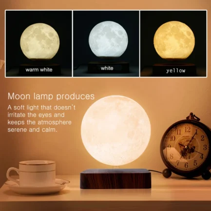 Candeeriro de Mesa Lua Flutuante MOON NIGHT LIGHT Decor Iluminação 14 cm de Diâmetro - Image 3